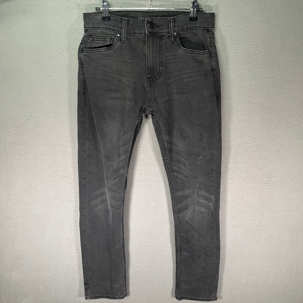 Falls Creek Slim Jeans Mens 28x30 Black Faded Stretch Denim Casual